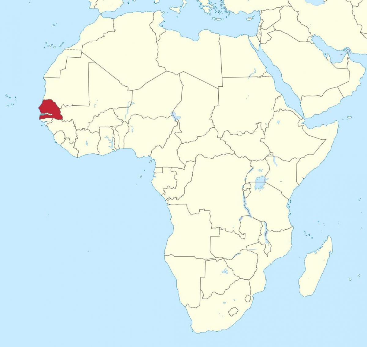 סנגל על המפה של אפריקה